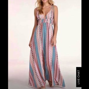 Bnwt Lulu’s boho silk maxi dress sz S